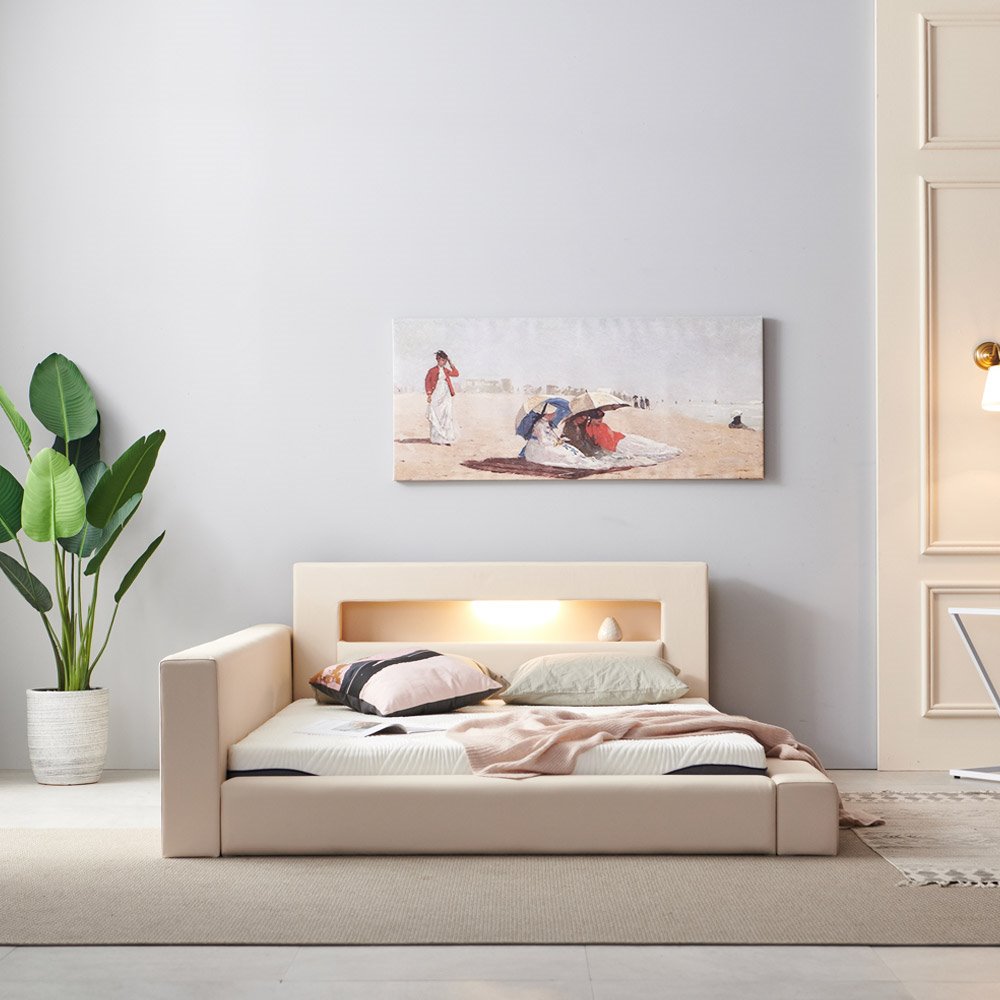 에밀리아 LED 슈퍼싱글 / 퀸 저상형 침대 (매트리스 별도구매)